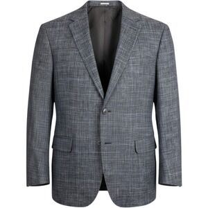 Joseph Abboud E Thomas Silk Linen Blazer Sport Coat 44R Gray Blue Italy Plaid